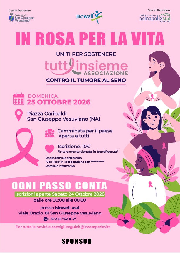 Locandina ufficiale In Rosa per la Vita, 25 ottobre 2026, Piazza Garibaldi
